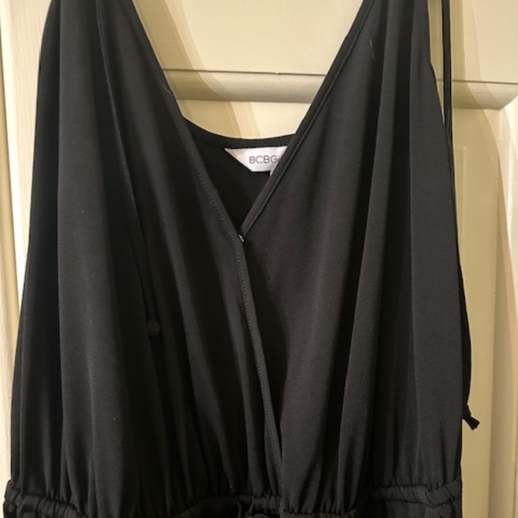 BCBG Generation L Black Spaghetti‑Strap Jumpsuit • Drawstring Waist • Pockets - Picture 1 of 3